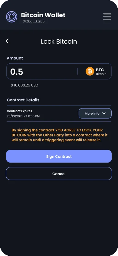 Locking Bitcoin in a partner wallet